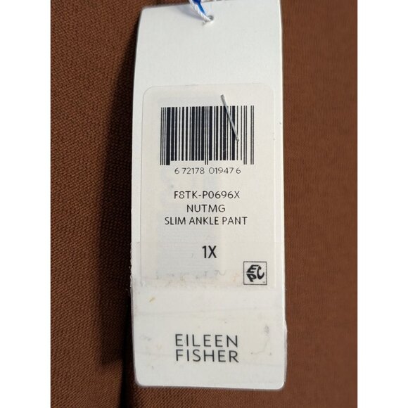 Eileen Fisher 1X Nutmeg Washable Stretch Crepe Slim Ankle Pants Womens USA Made - Picture 6 of 15